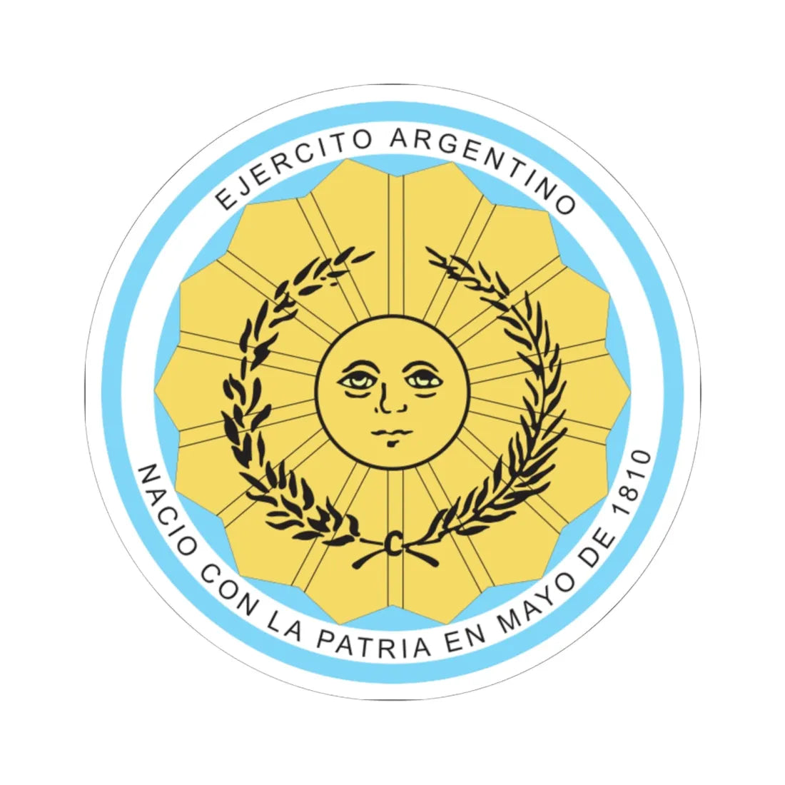Coat of arms of the Argentine Army (Argentina) (Military Rank) STICKER Vinyl Kiss-Cut Decal 6 Inch White - The Sticker Space