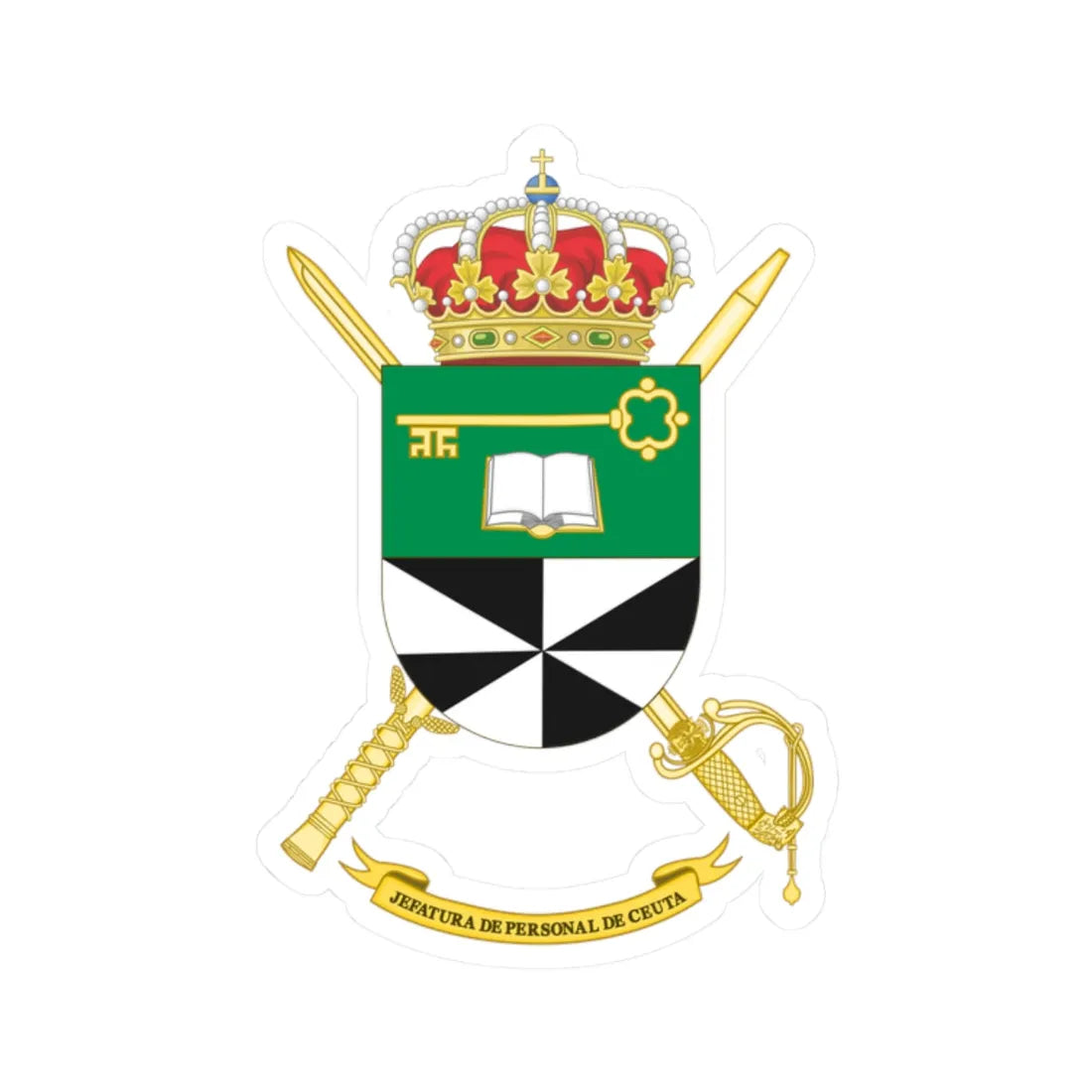 Coat of Arms of the Army Personnel Command of Ceuta (Spain) (Coat of Arms) STICKER Vinyl Kiss-Cut Decal 2 Inch White - The Sticker Space