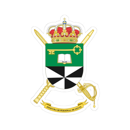 Coat of Arms of the Army Personnel Command of Ceuta (Spain) (Coat of Arms) STICKER Vinyl Kiss-Cut Decal 3 Inch White - The Sticker Space