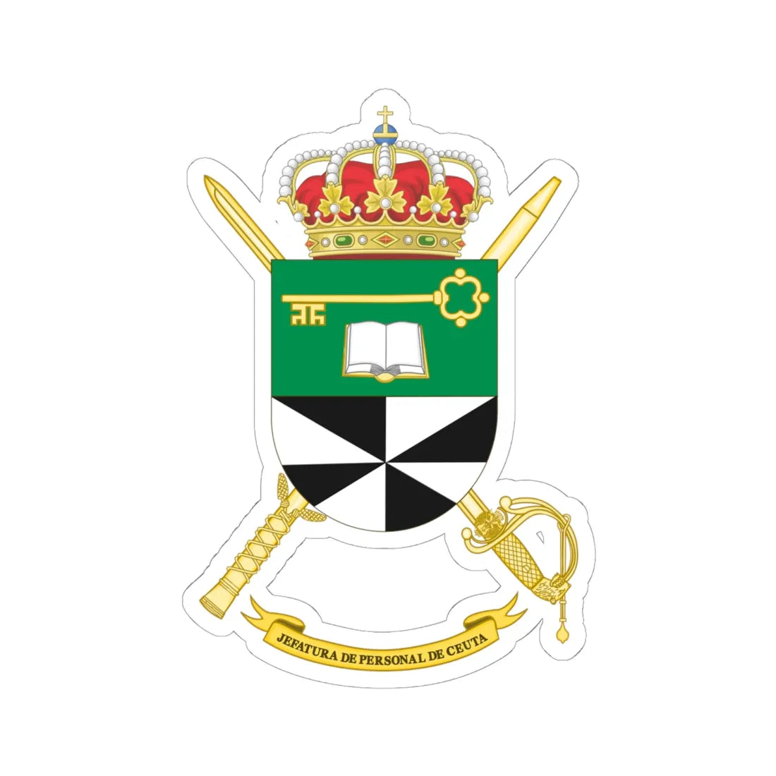 Coat of Arms of the Army Personnel Command of Ceuta (Spain) (Coat of Arms) STICKER Vinyl Kiss-Cut Decal 6 Inch White - The Sticker Space