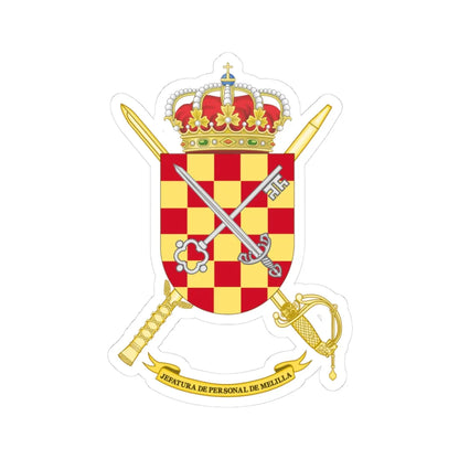 Coat of Arms of the Army Personnel Command of Melilla (Spain) (Coat of Arms) STICKER Vinyl Kiss-Cut Decal 3 Inch White - The Sticker Space