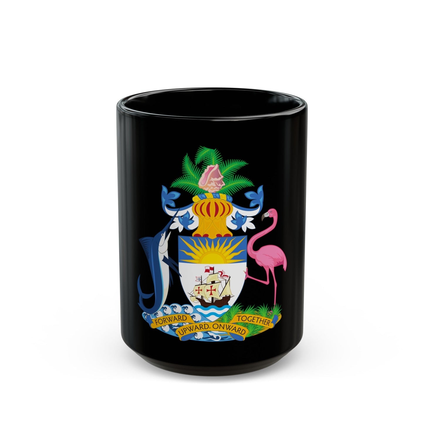 Coat of Arms of The Bahamas - Black Coffee Mug-15oz-The Sticker Space