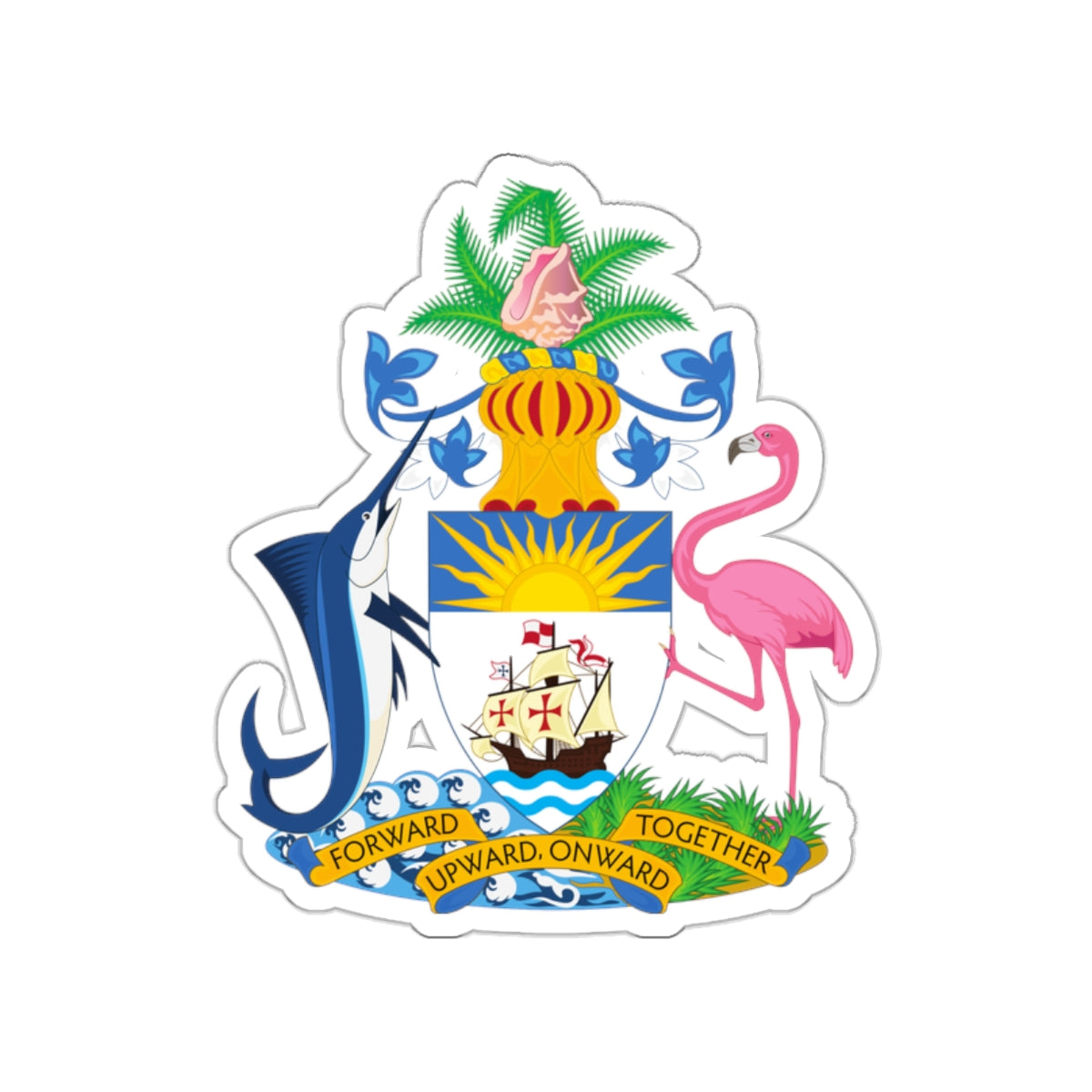 Coat of Arms of The Bahamas STICKER Vinyl Die-Cut Decal-White-The Sticker Space