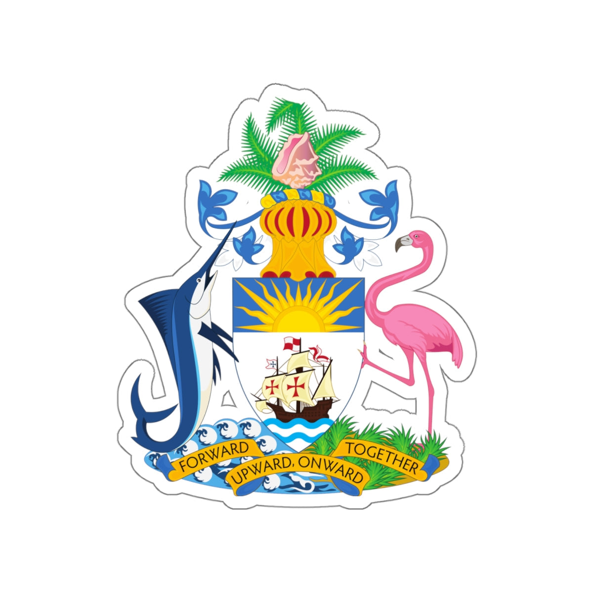 Coat of Arms of The Bahamas STICKER Vinyl Die-Cut Decal-White-The Sticker Space