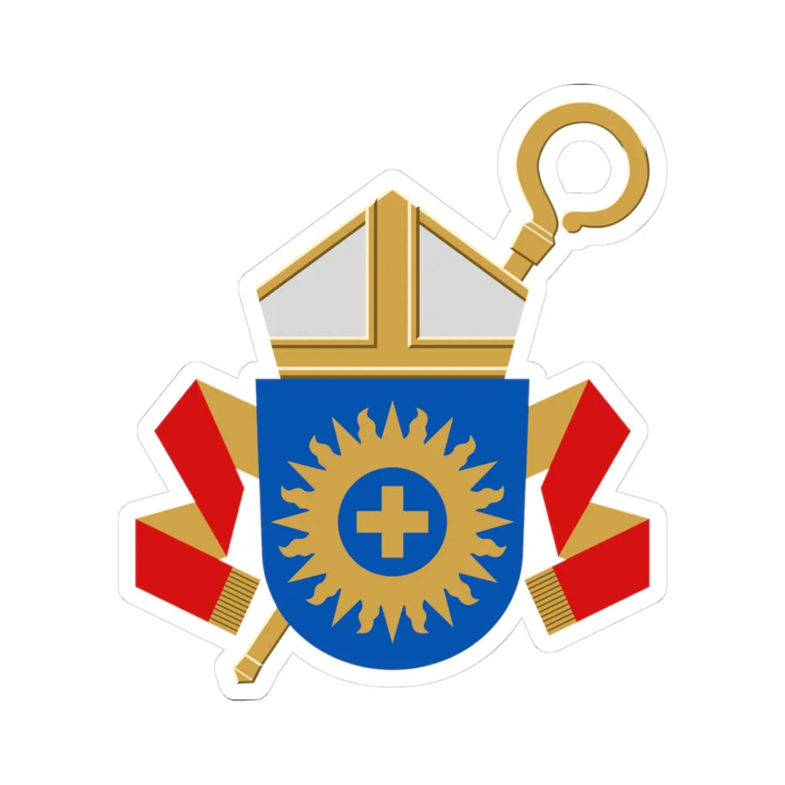 Coat of arms of the bishop of Espoo (Finland) (Coat of Arms) STICKER Vinyl Kiss-Cut Decal 3 Inch White - The Sticker Space