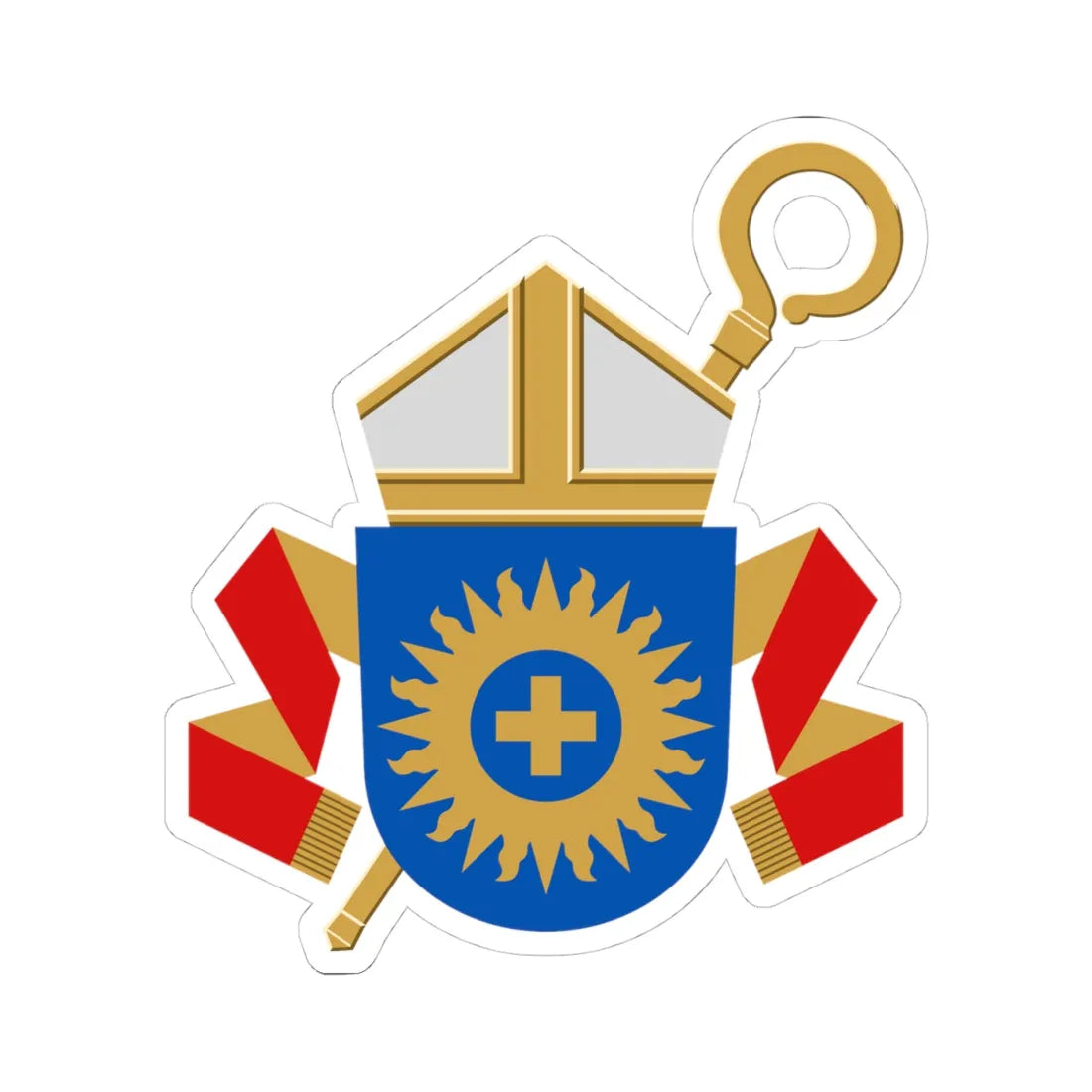 Coat of arms of the bishop of Espoo (Finland) (Coat of Arms) STICKER Vinyl Kiss-Cut Decal 4 Inch White - The Sticker Space