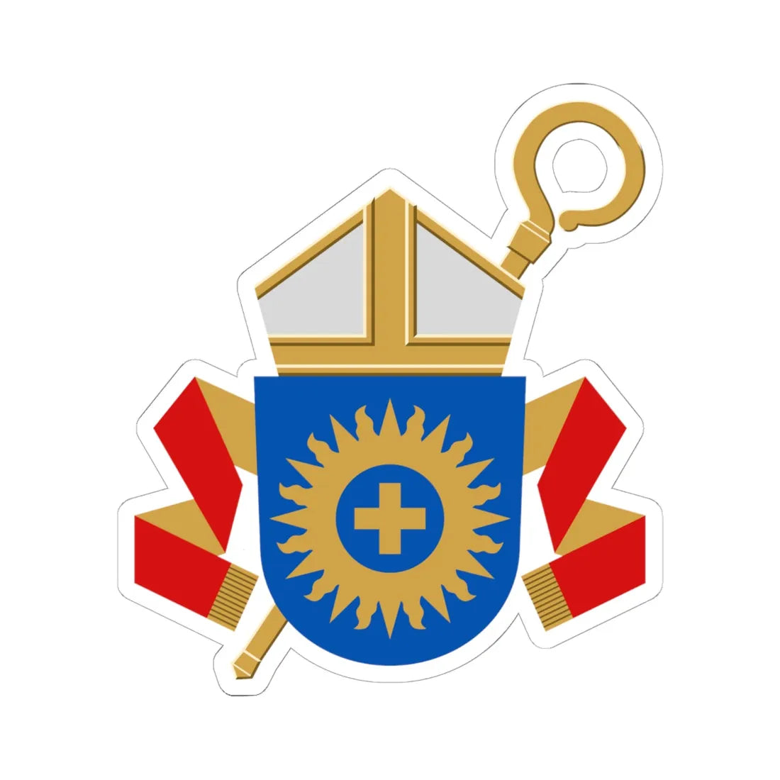 Coat of arms of the bishop of Espoo (Finland) (Coat of Arms) STICKER Vinyl Kiss-Cut Decal 6 Inch White - The Sticker Space