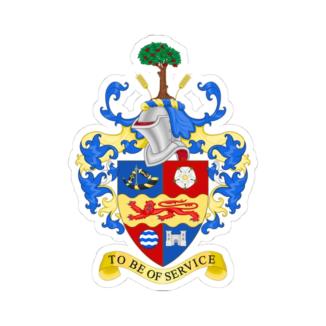 Coat of Arms of the Borough Council of Harrogate (England) (Coat of Arms) STICKER Vinyl Kiss-Cut Decal 4 Inch White - The Sticker Space