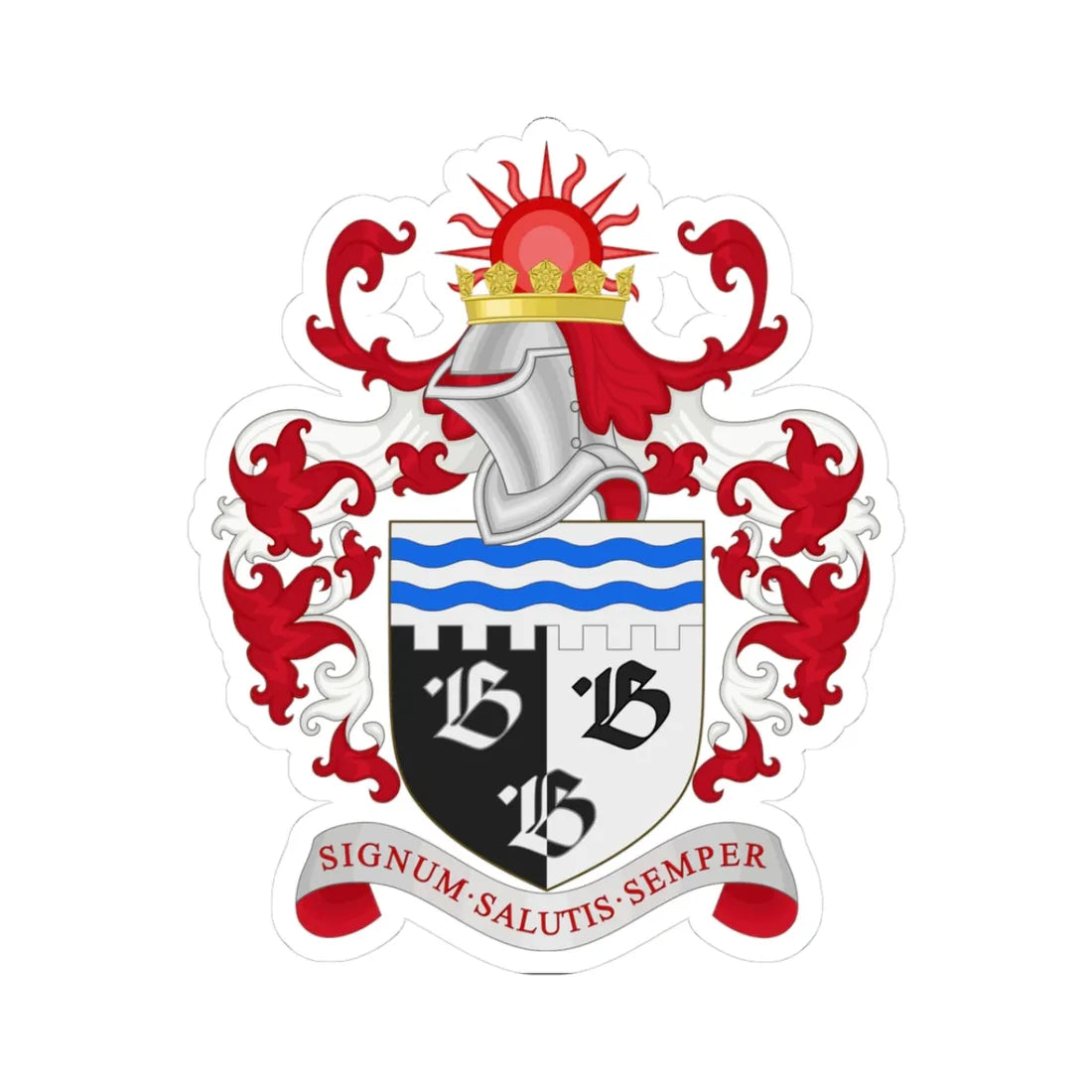 Coat of Arms of the Borough of Bridlington (England) (Coat of Arms) STICKER Vinyl Kiss-Cut Decal 3 Inch White - The Sticker Space