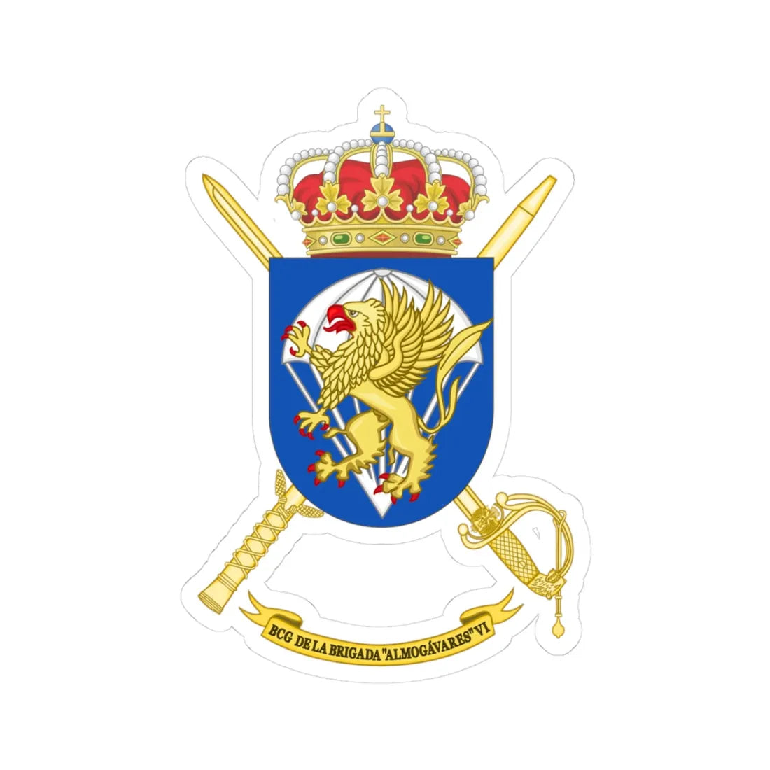 Coat of Arms of the BRIPAC Headquarters Battalion (Spain) (Coat of Arms) STICKER Vinyl Kiss-Cut Decal 3 Inch White - The Sticker Space