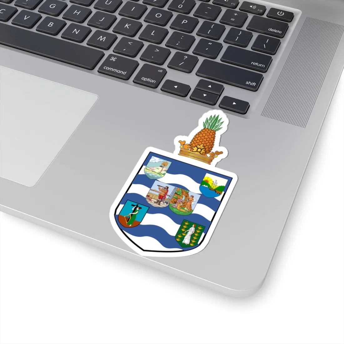 Coat of arms of the British Leeward Islands 1909-1940 (Antigua and Barbuda) (Coat of Arms) STICKER Vinyl Kiss-Cut Decal - The Sticker Space