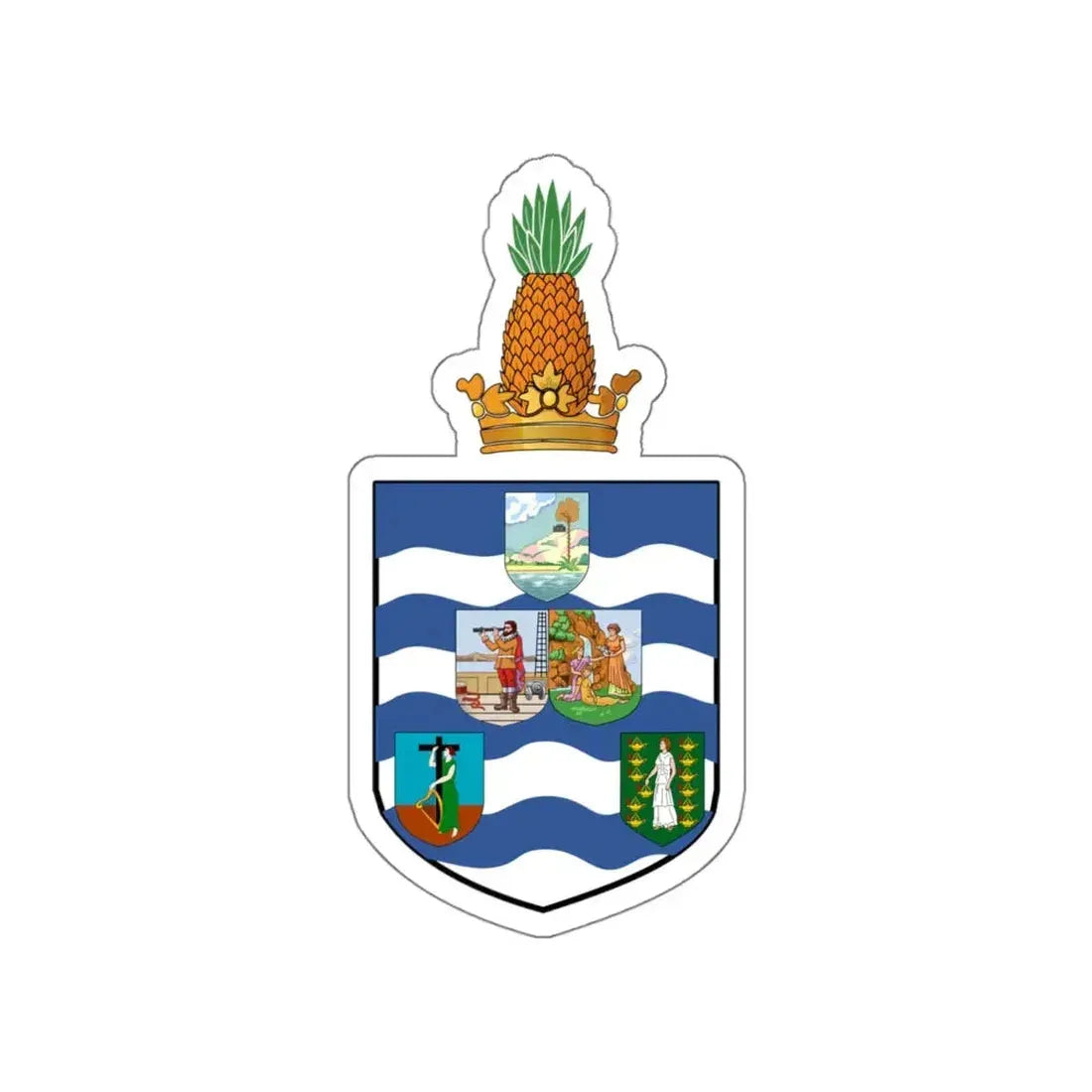 Coat of arms of the British Leeward Islands (1940–1956) STICKER Vinyl Die-Cut Decal 4 Inch - The Sticker Space