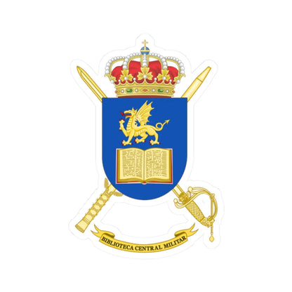 Coat of Arms of the Central Military Library of Spain (Spain) (Coat of Arms) STICKER Vinyl Kiss-Cut Decal 2 Inch White - The Sticker Space