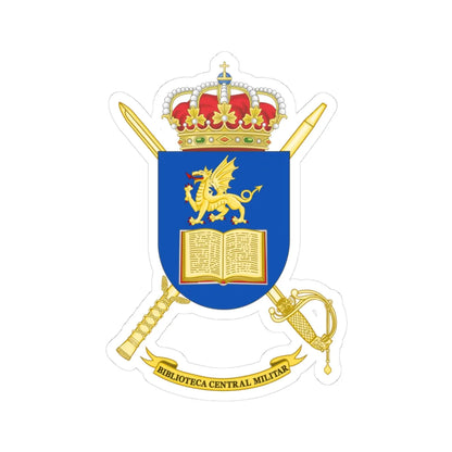 Coat of Arms of the Central Military Library of Spain (Spain) (Coat of Arms) STICKER Vinyl Kiss-Cut Decal 3 Inch White - The Sticker Space