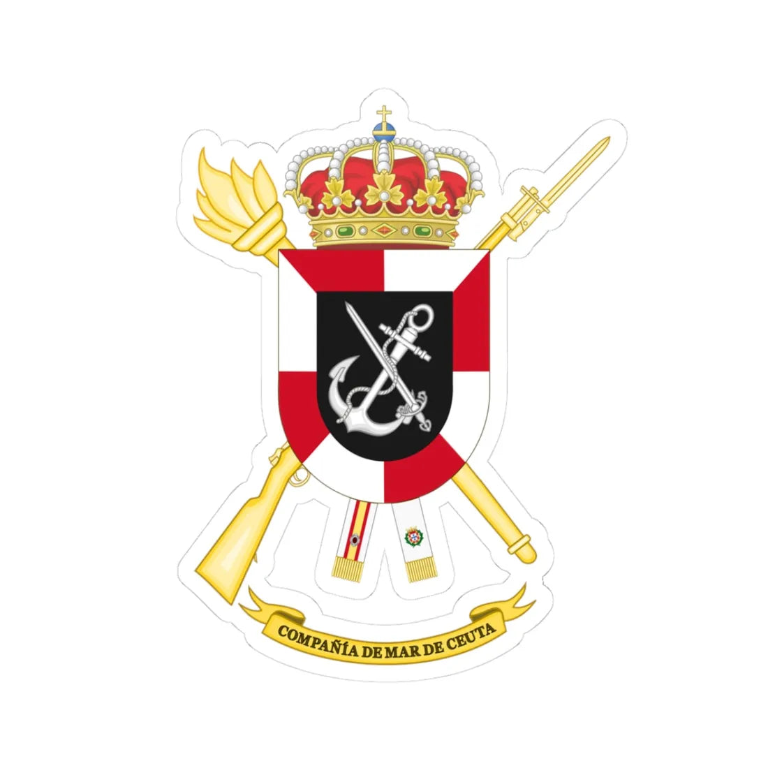 Coat of Arms of the Ceuta Sea Company (Spain) (Coat of Arms) STICKER Vinyl Kiss-Cut Decal 3 Inch White - The Sticker Space