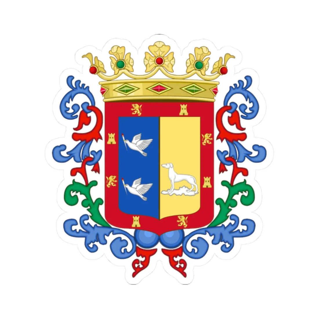 Coat of arms of the city of Camagüey Cuba (Costa Rica) (Coat of Arms) STICKER Vinyl Kiss-Cut Decal 2 Inch White - The Sticker Space