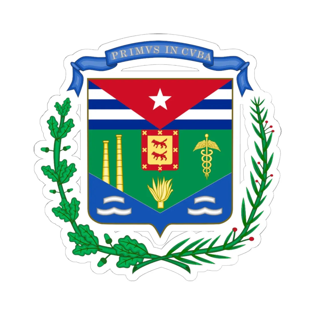 Coat of arms of the city of Cardenas Cuba (Cuba) (Coat of Arms) STICKER Vinyl Kiss-Cut Decal 6 Inch White - The Sticker Space