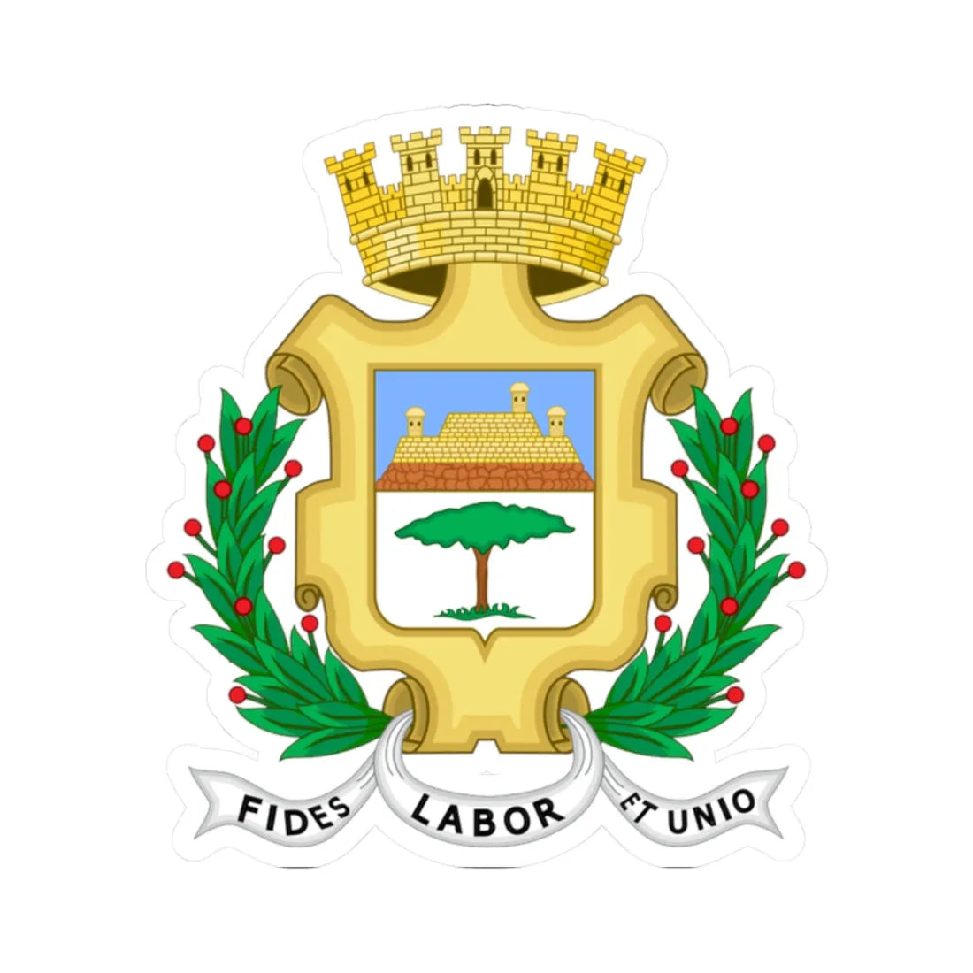 Coat of arms of the city of Cienfuegos Cuba (Cuba) (Coat of Arms) STICKER Vinyl Kiss-Cut Decal 2 Inch White - The Sticker Space