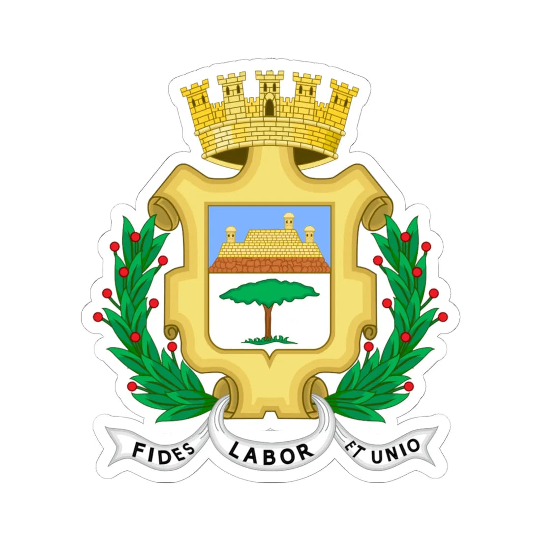 Coat of arms of the city of Cienfuegos Cuba (Cuba) (Coat of Arms) STICKER Vinyl Kiss-Cut Decal 6 Inch White - The Sticker Space