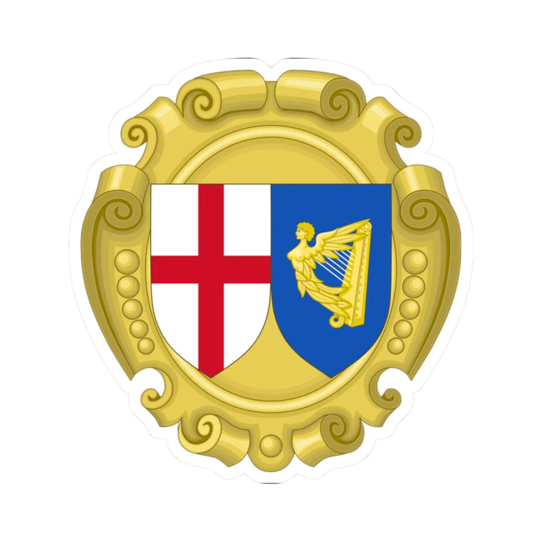 Coat of Arms of the Commonwealth of England (Ireland) (Coat of Arms) STICKER Vinyl Kiss-Cut Decal 2 Inch White - The Sticker Space