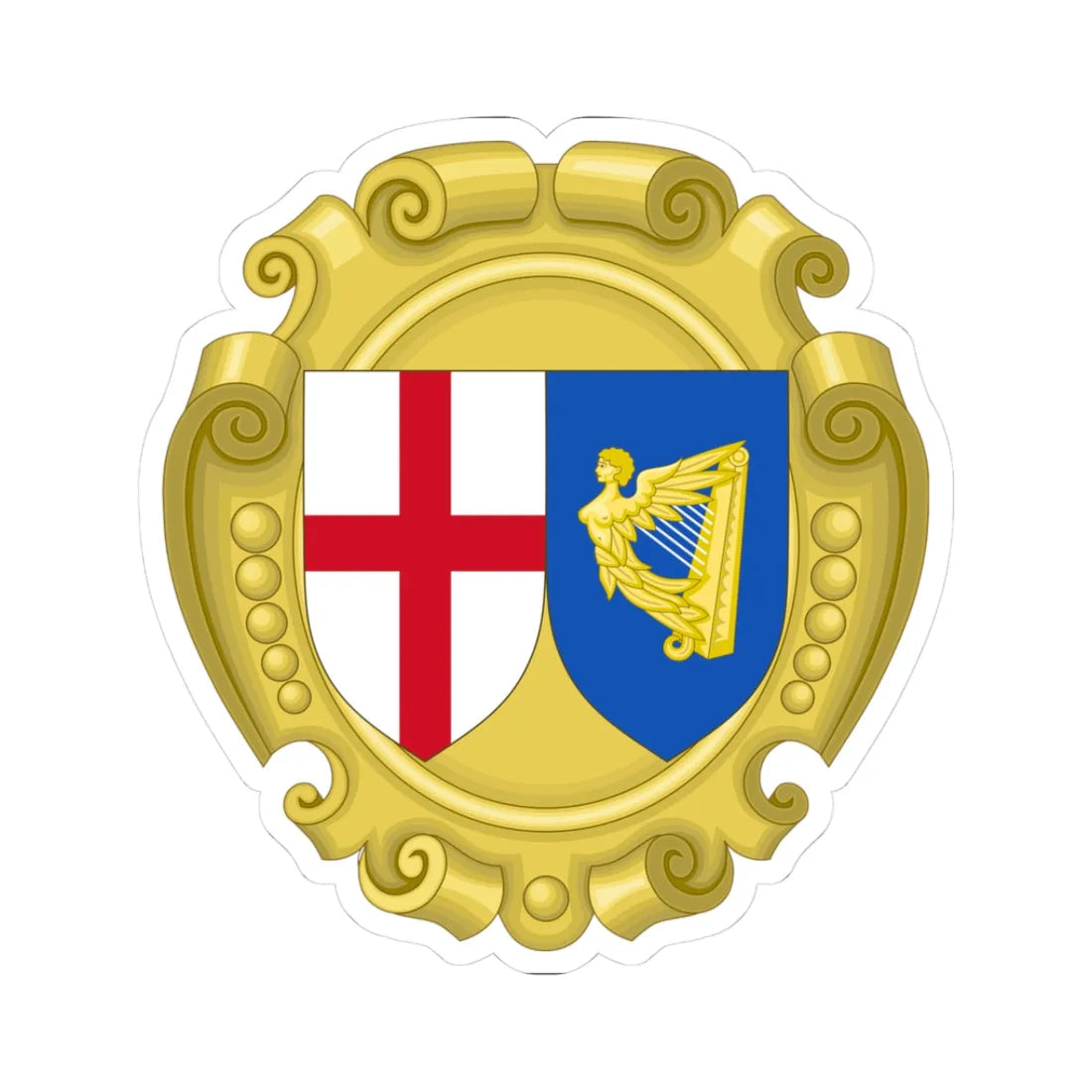 Coat of Arms of the Commonwealth of England (Ireland) (Coat of Arms) STICKER Vinyl Kiss-Cut Decal 3 Inch White - The Sticker Space