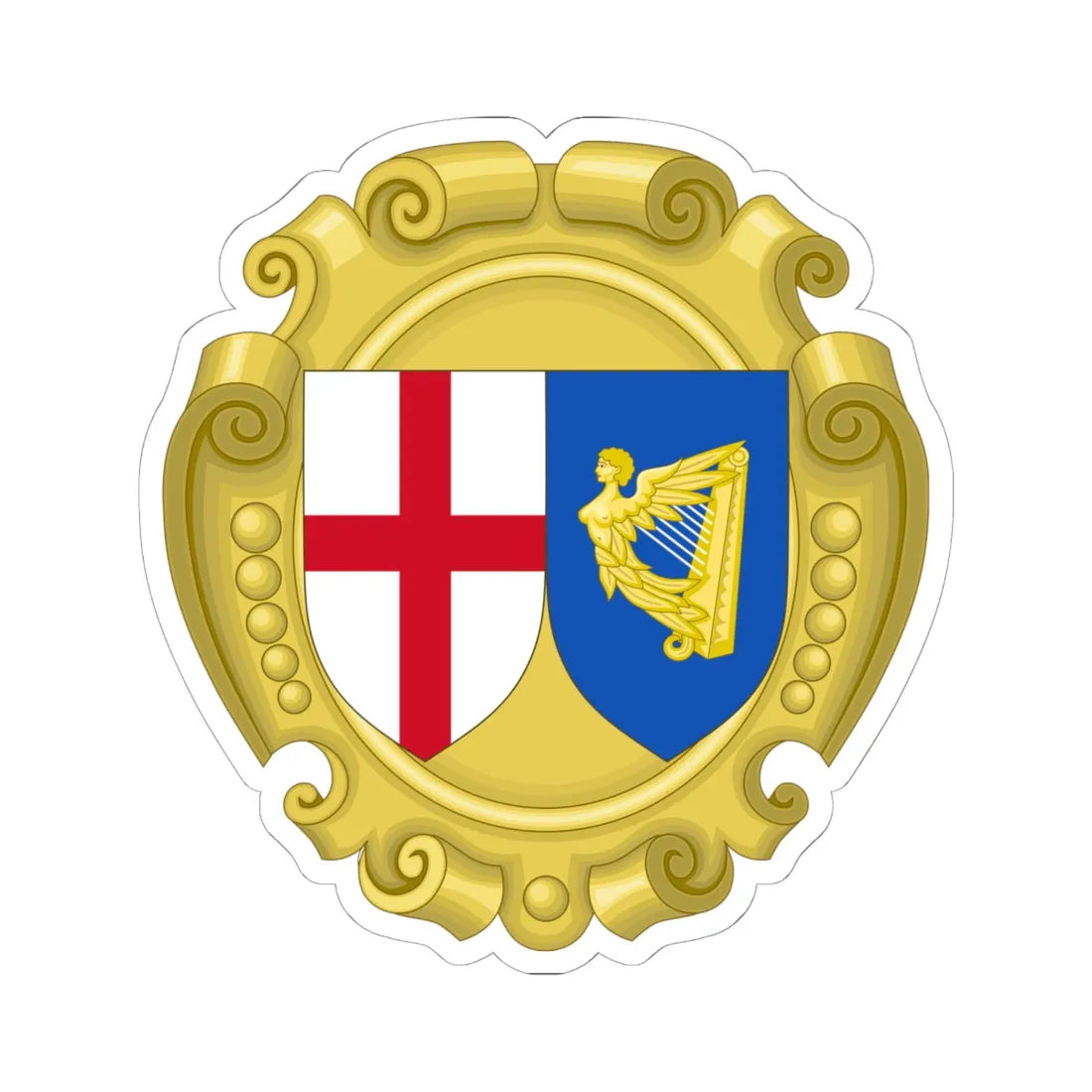 Coat of Arms of the Commonwealth of England (Ireland) (Coat of Arms) STICKER Vinyl Kiss-Cut Decal 6 Inch White - The Sticker Space