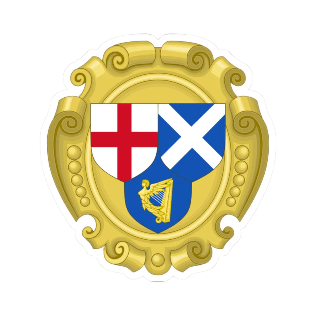 Coat of Arms of the Commonwealth of England Scotland and Ireland (United Kingdom) (Coat of Arms) STICKER Vinyl Kiss-Cut Decal 2 Inch White - The Sticker Space