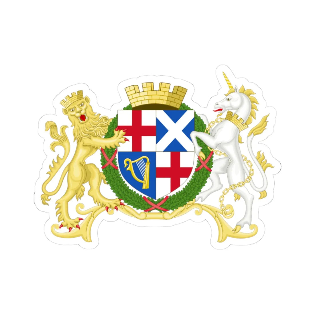 Coat of Arms of the Commonwealth of Great Britain and Northern Ireland (United Kingdom) (Coat of Arms) STICKER Vinyl Kiss-Cut Decal - The Sticker Space