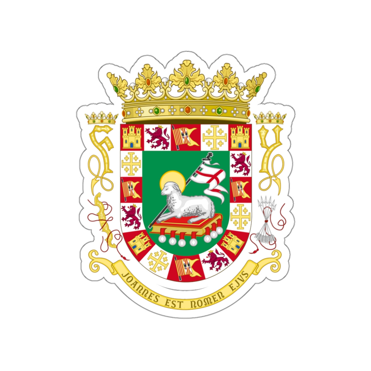 Coat of arms of the Commonwealth of Puerto Rico 2 STICKER Vinyl Die-Cut Decal-White-The Sticker Space