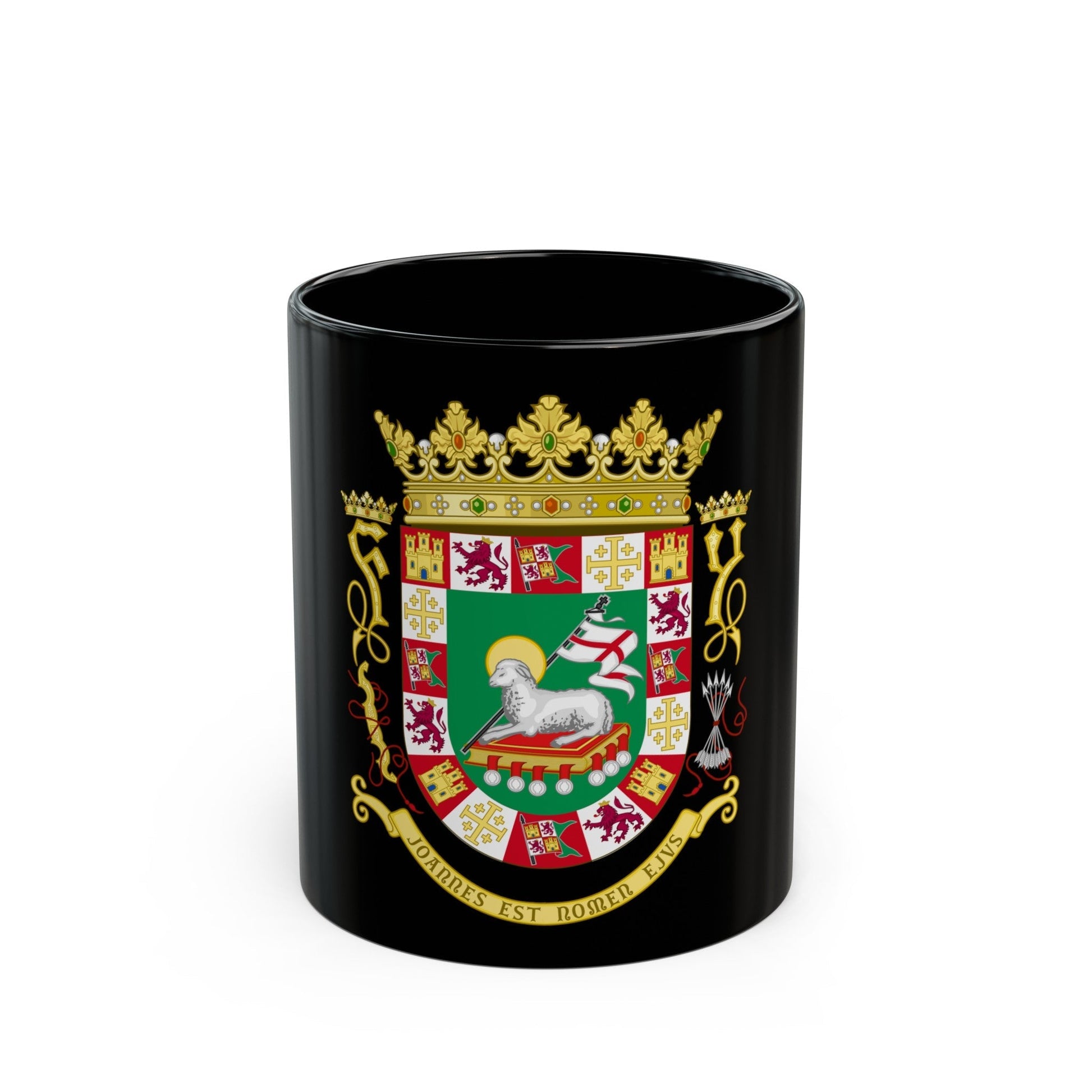 Coat of arms of the Commonwealth of Puerto Rico - Black Coffee Mug-11oz-The Sticker Space