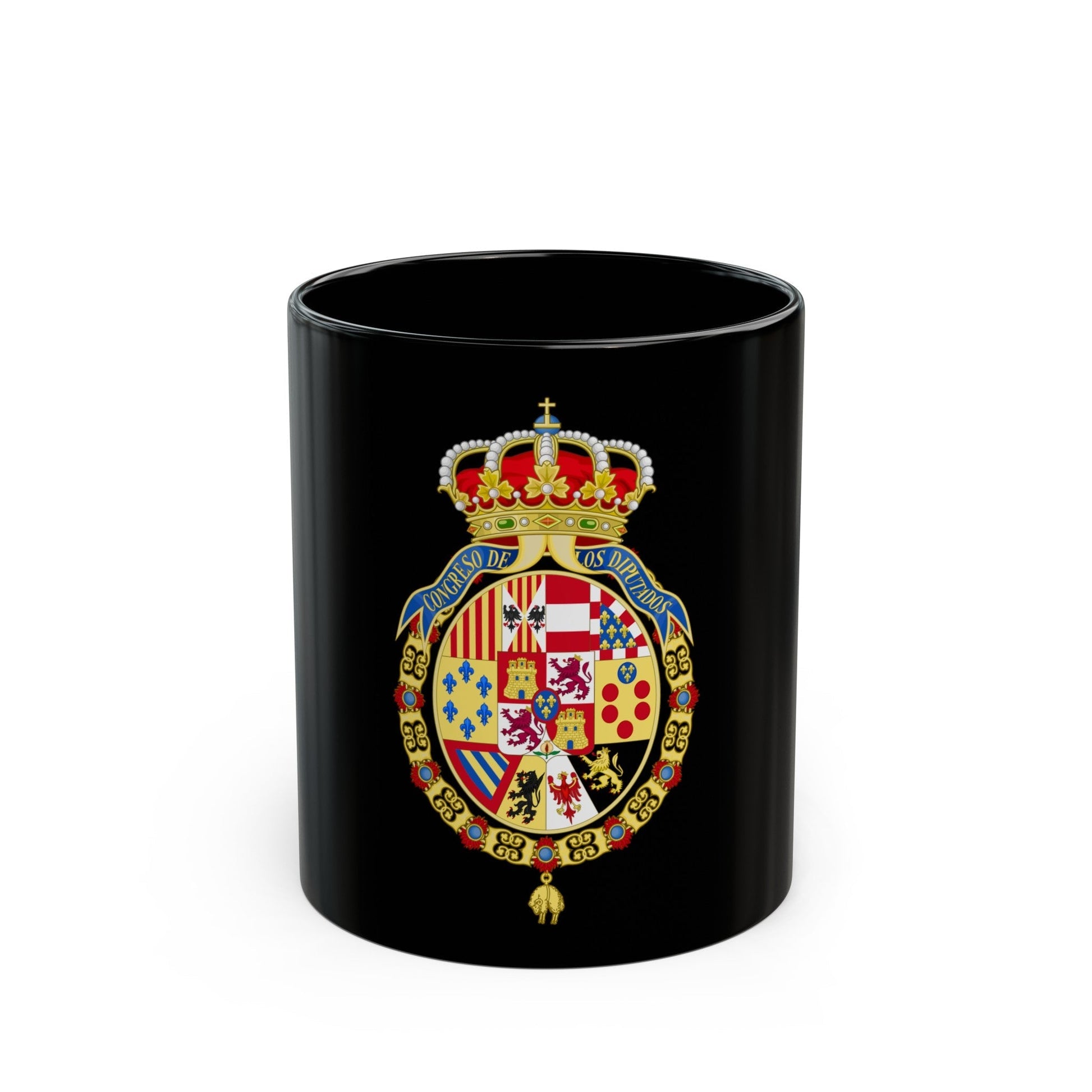 Coat of Arms of the Congress of Spain - Black Coffee Mug-11oz-The Sticker Space