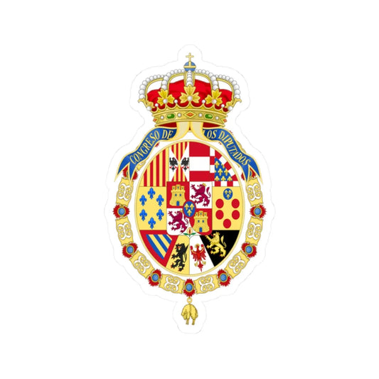 Coat of Arms of the Congress of Spain (Spain) (Coat of Arms) STICKER Vinyl Kiss-Cut Decal 2 Inch White - The Sticker Space