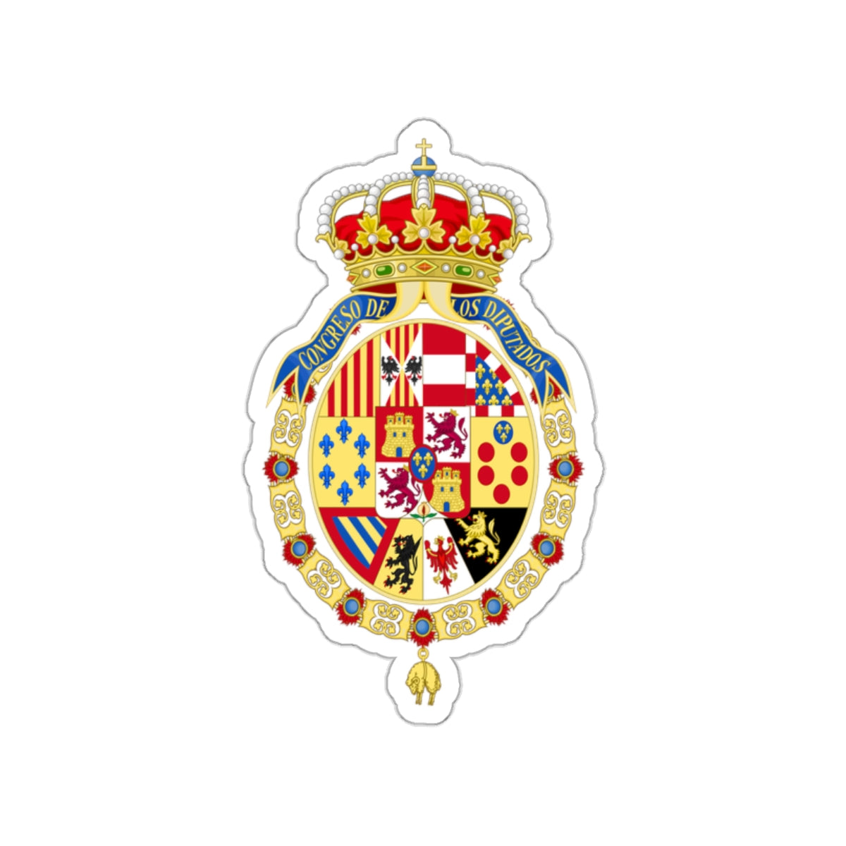 Coat of Arms of the Congress of Spain STICKER Vinyl Die-Cut Decal-White-The Sticker Space