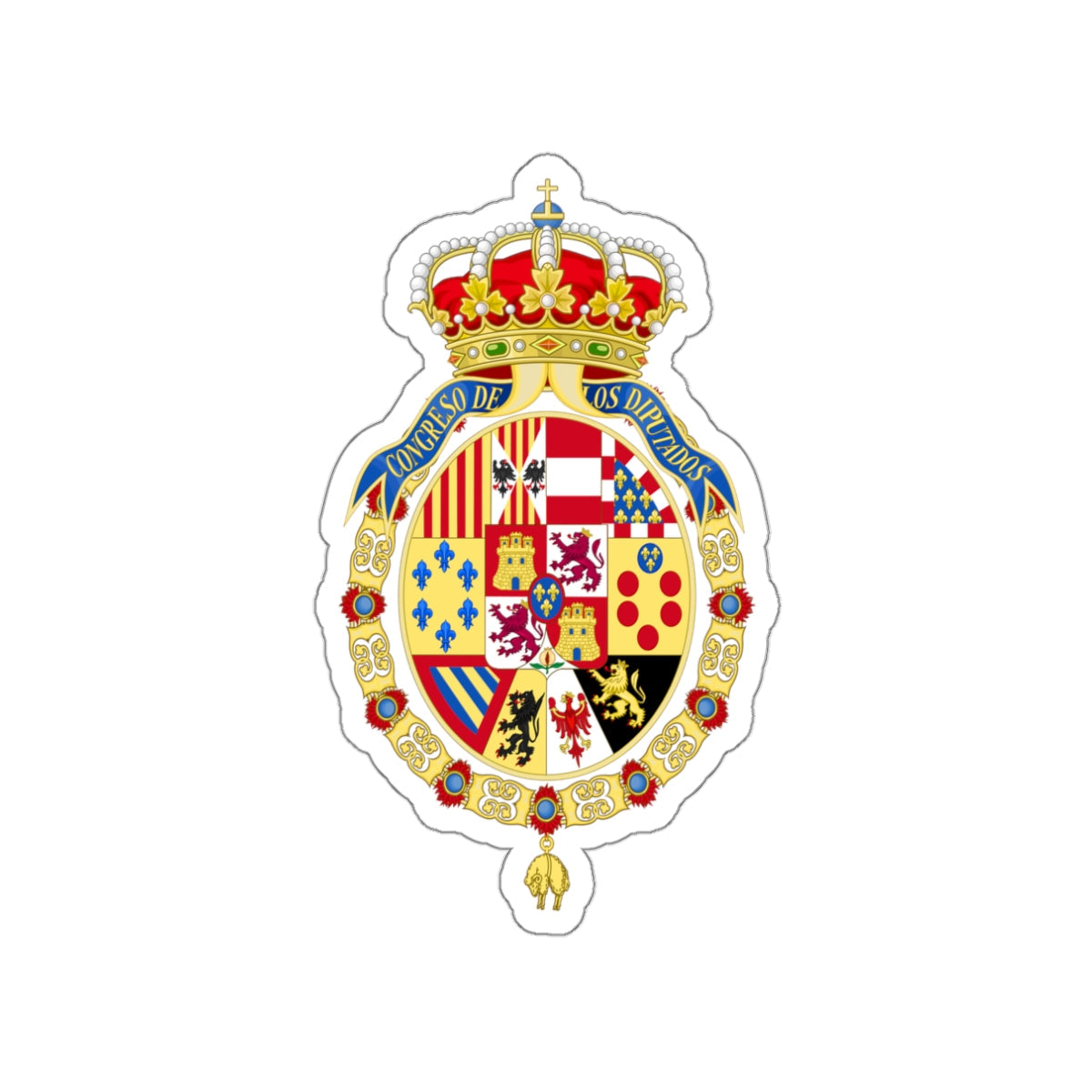 Coat of Arms of the Congress of Spain STICKER Vinyl Die-Cut Decal-White-The Sticker Space