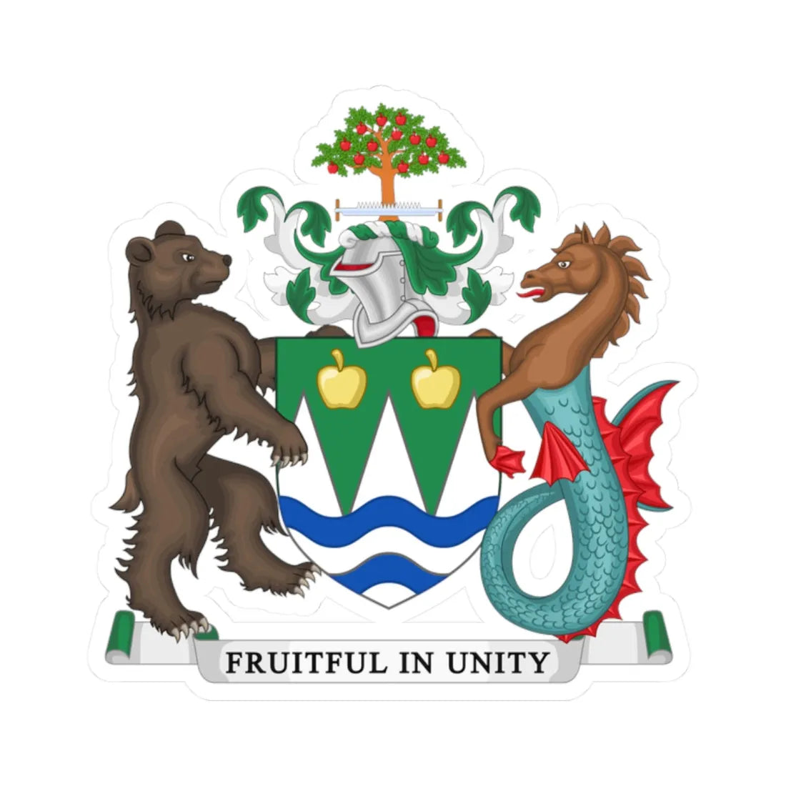 Coat of Arms of the Corporation of the City of Kelowna (Canada) (Coat of Arms) STICKER Vinyl Kiss-Cut Decal 2 Inch White - The Sticker Space