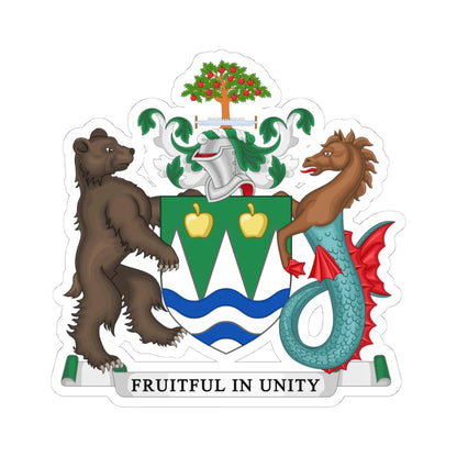 Coat of Arms of the Corporation of the City of Kelowna (Canada) (Coat of Arms) STICKER Vinyl Kiss-Cut Decal 4 Inch White - The Sticker Space