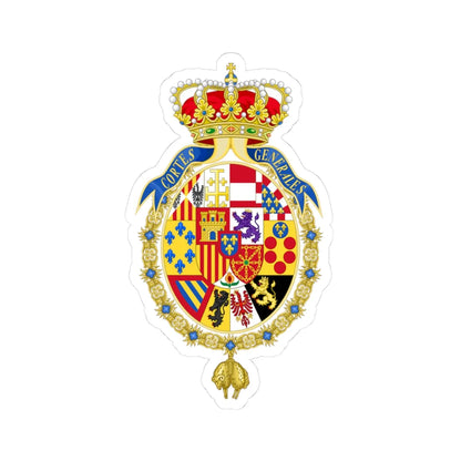 Coat of Arms of the Cortes Generales (Spain) (Coat of Arms) STICKER Vinyl Kiss-Cut Decal 3 Inch White - The Sticker Space