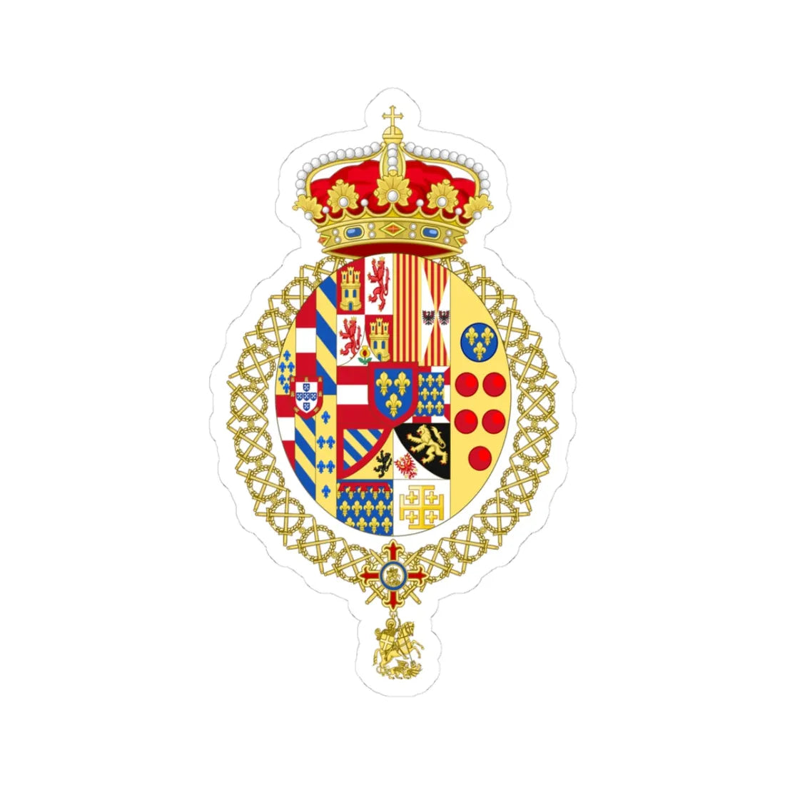 Coat of Arms of the Crown Prince of the Two Sicilies (Italy) (Coat of Arms) STICKER Vinyl Kiss-Cut Decal 3 Inch White - The Sticker Space
