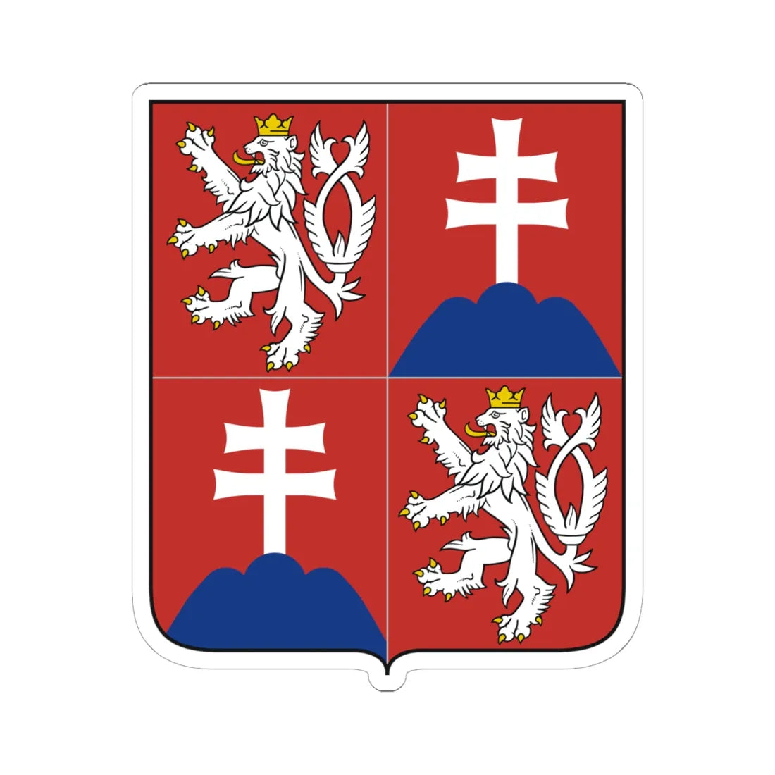 Coat of arms of the Czech and Slovak Federal Republic (Slovakia) (Coat of Arms) STICKER Vinyl Kiss-Cut Decal 6 Inch White - The Sticker Space