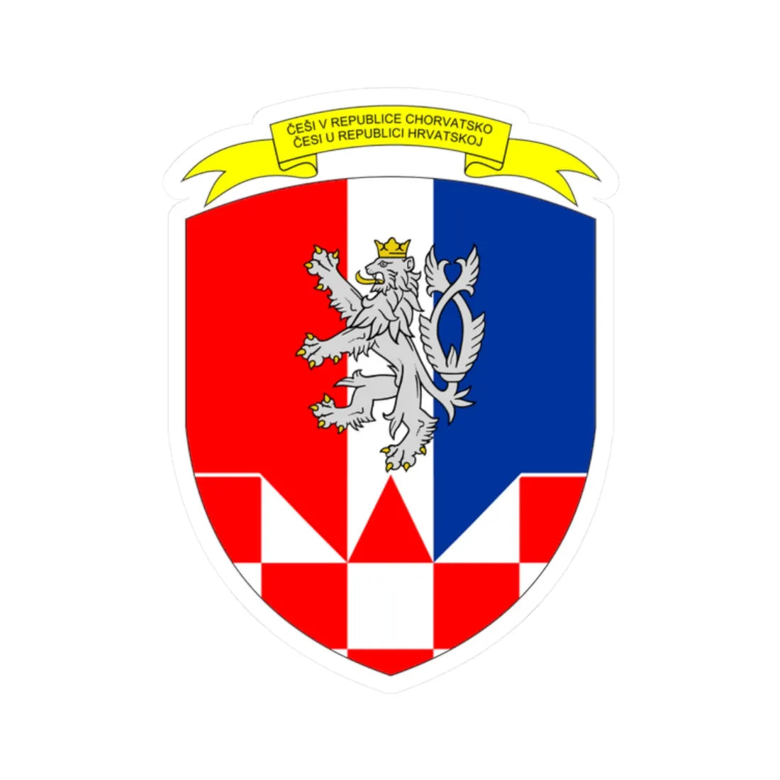 Coat of Arms of the Czechs in Croatia (Croatia) (Coat of Arms) STICKER Vinyl Kiss-Cut Decal 2 Inch White - The Sticker Space
