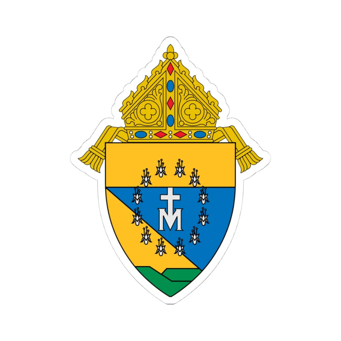 Coat of arms of the Diocese of Crato (Brazil) (Coat of Arms) STICKER Vinyl Kiss-Cut Decal 4 Inch White - The Sticker Space
