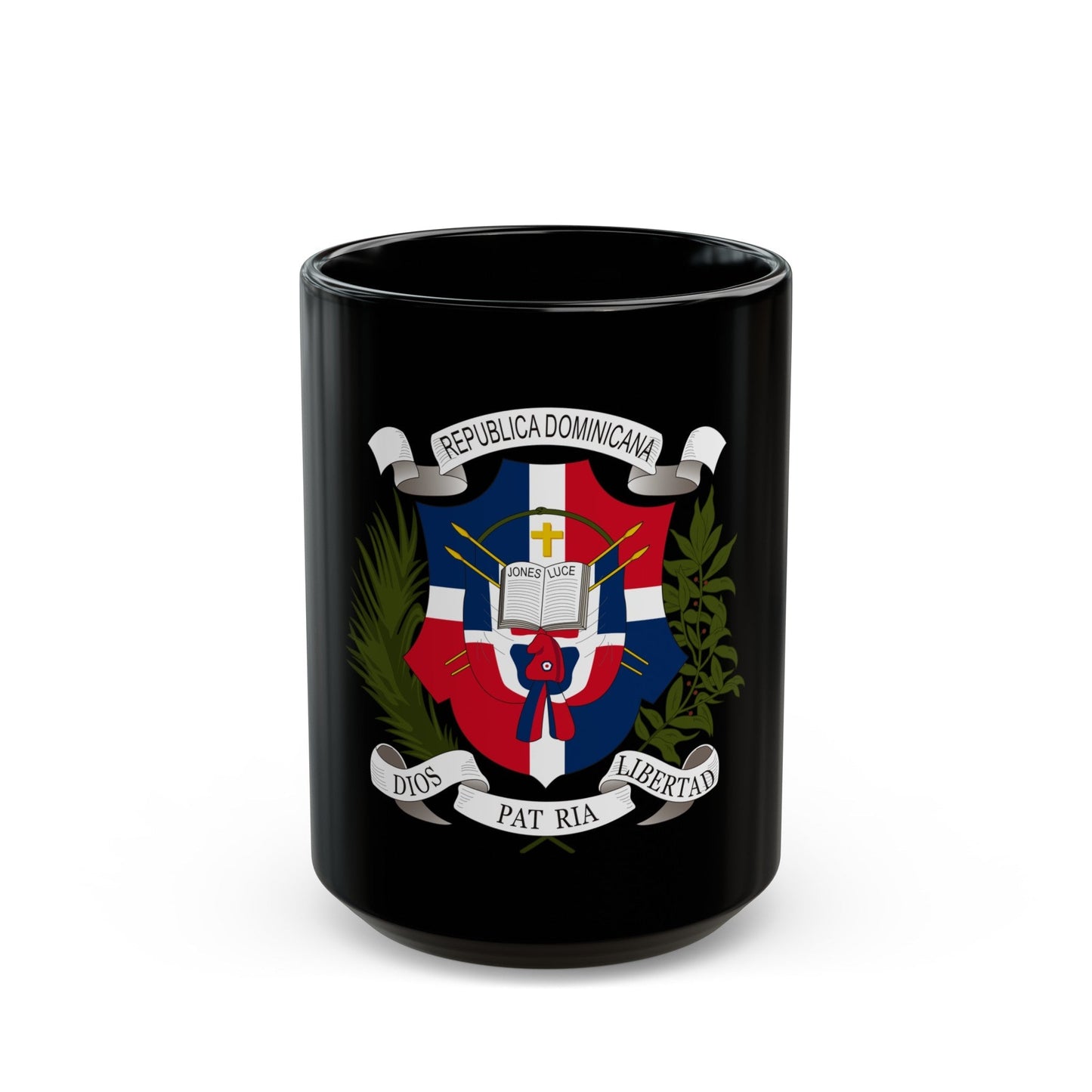 Coat of arms of the Dominican Republic (1860) - Black Coffee Mug-15oz-The Sticker Space