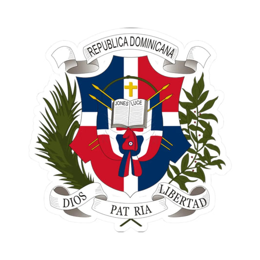 Coat of arms of the Dominican Republic 1860 (Dominica) (Coat of Arms) STICKER Vinyl Kiss-Cut Decal 2 Inch White - The Sticker Space