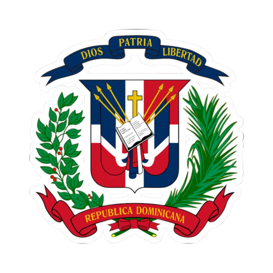 Coat of arms of the Dominican Republic (Dominica) (Coat of Arms) STICKER Vinyl Kiss-Cut Decal 2 Inch White - The Sticker Space