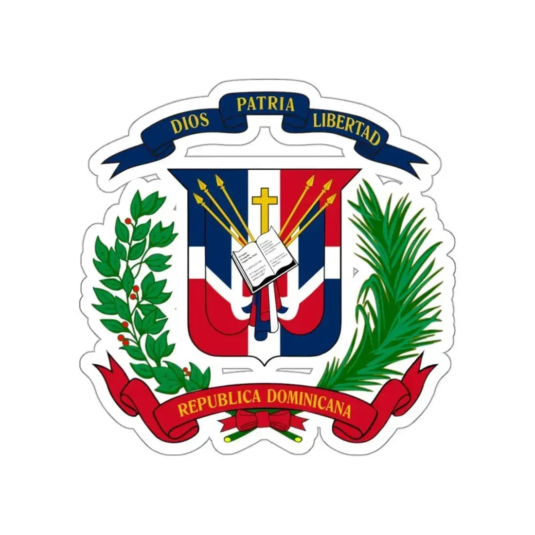 Coat of arms of the Dominican Republic STICKER Vinyl Die-Cut Decal 3 Inch - The Sticker Space