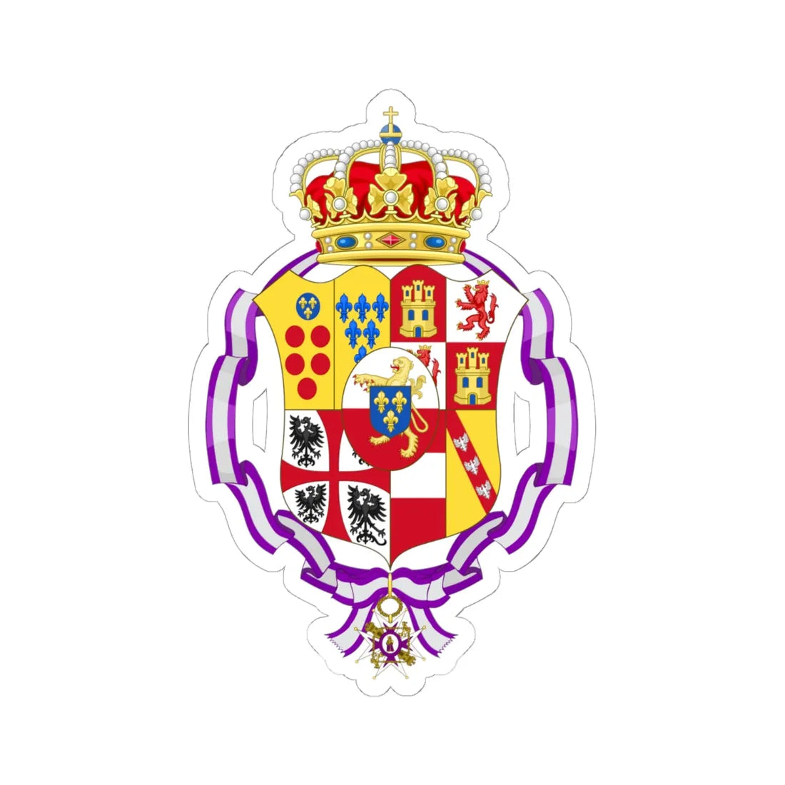 Coat of Arms of the Duchess of Lucca (Italy) (Coat of Arms) STICKER Vinyl Kiss-Cut Decal 6 Inch White - The Sticker Space