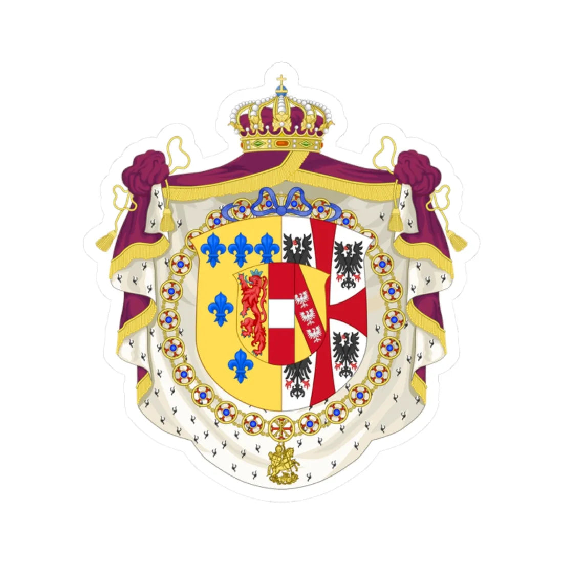 Coat of arms of the Duchy of Parma under Maria Luigia of Austria (Italy) (Coat of Arms) STICKER Vinyl Kiss-Cut Decal 2 Inch White - The Sticker Space