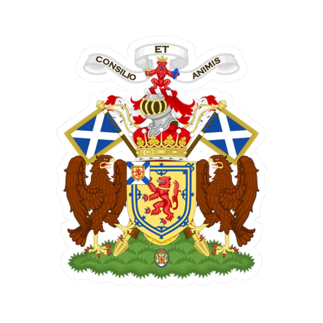 Coat of Arms of the Earl of Lauderdale (Canada) (Coat of Arms) STICKER Vinyl Kiss-Cut Decal 2 Inch White - The Sticker Space
