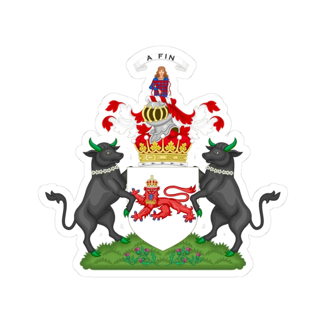 Coat of Arms of the Earldom of Airlie (United Kingdom) (Coat of Arms) STICKER Vinyl Kiss-Cut Decal 3 Inch White - The Sticker Space