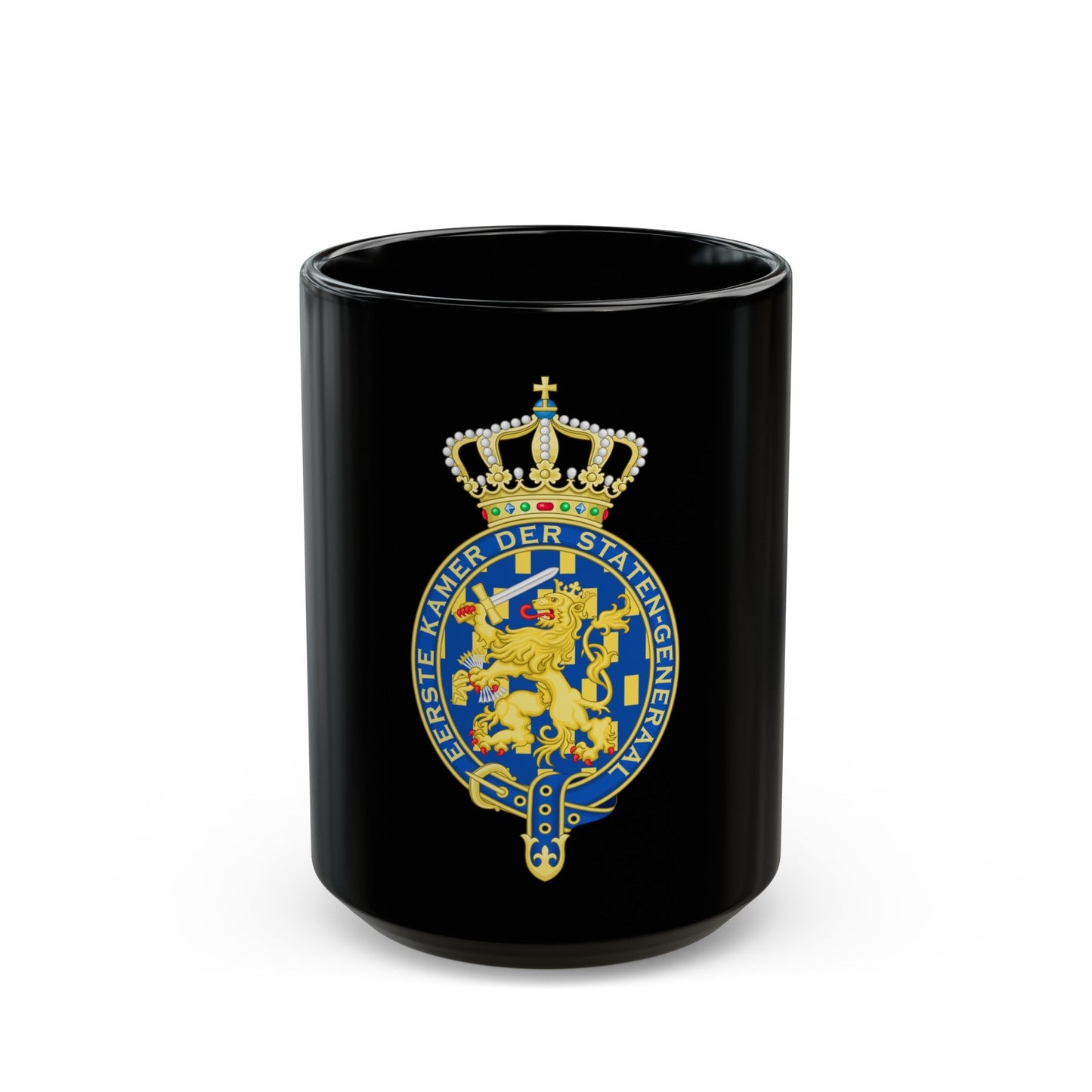 Coat of arms of the Eerste Kamer - Black Coffee Mug-15oz-The Sticker Space